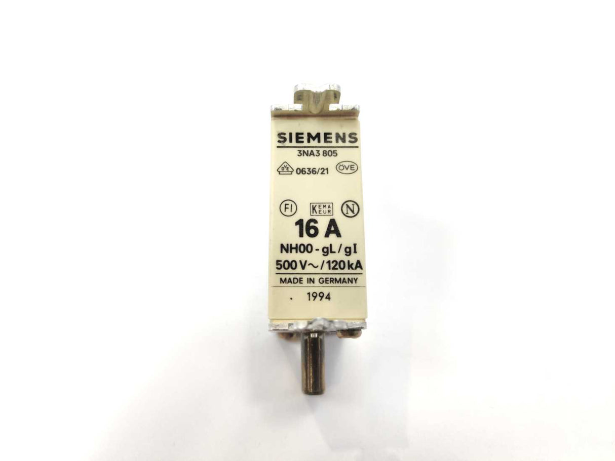 Siemens 3NA3805 LV HRC fuse element, NH000, In: 16 A 3 Pcs,