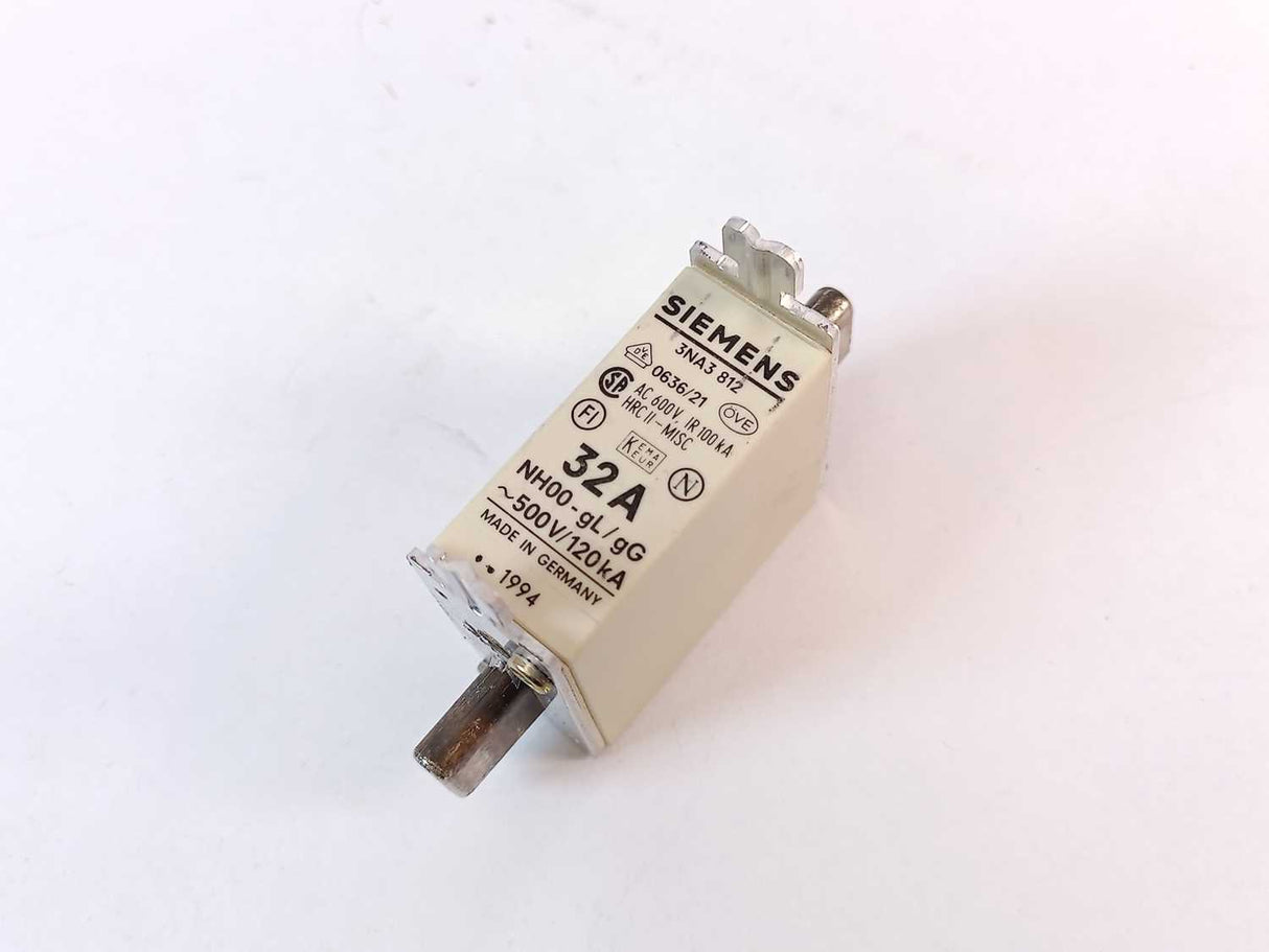 Siemens 3NA3812 500VAC / 120kA - gL/G batch Size 3 Pcs.