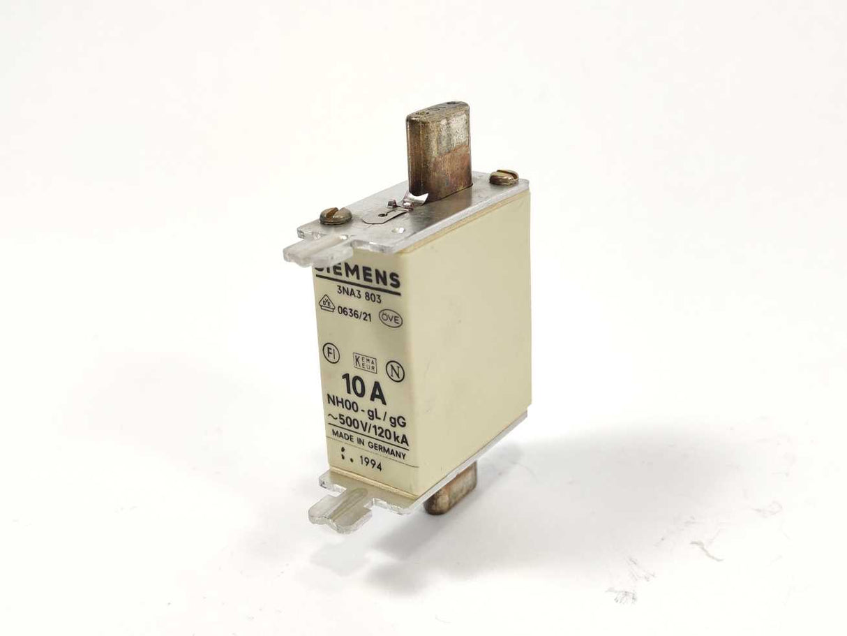 Siemens 3NA3803 LV HRC fuse element, NH000 10A 3pcs