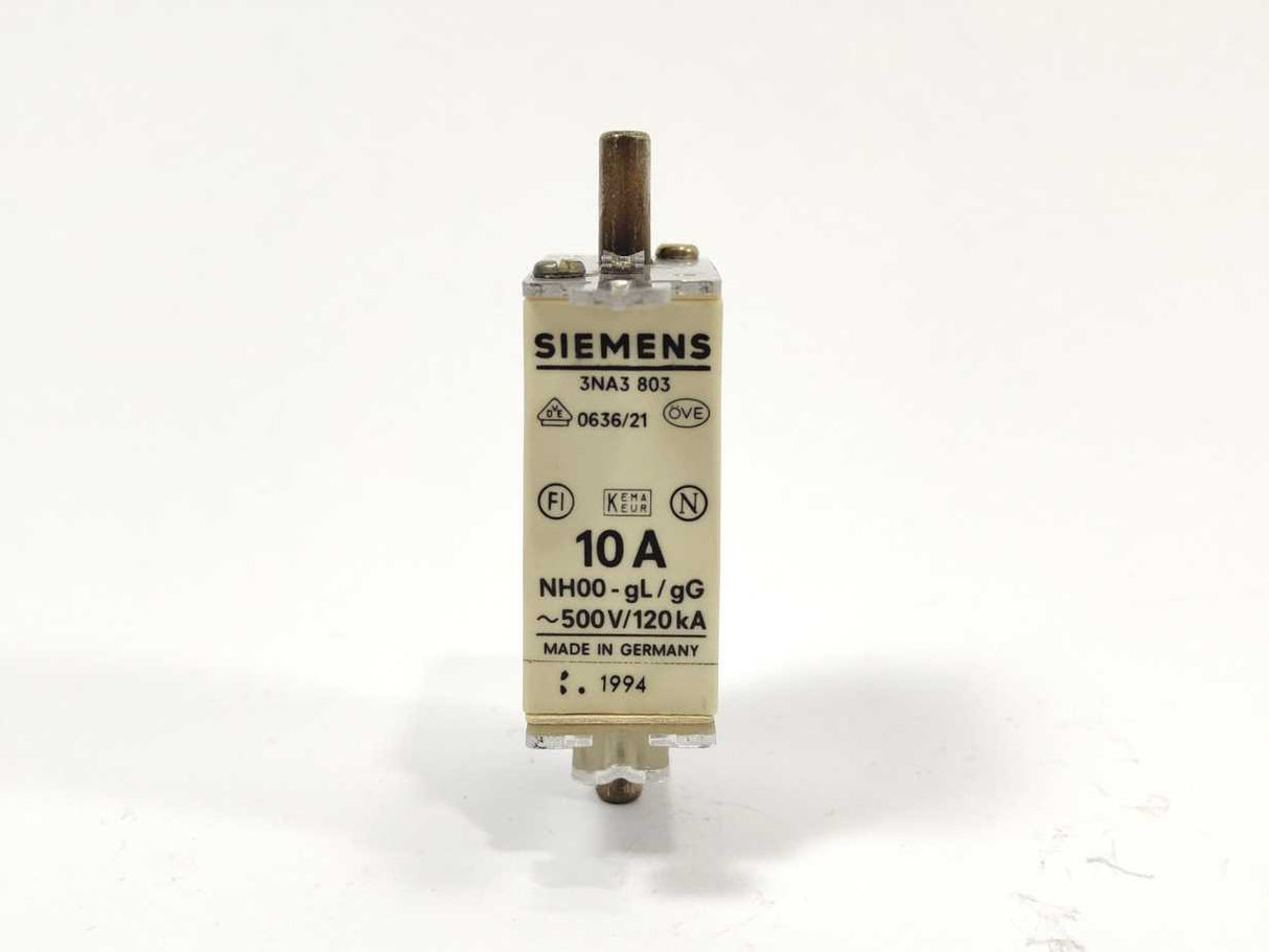 Siemens 3NA3803 LV HRC fuse element, NH000 10A 3pcs