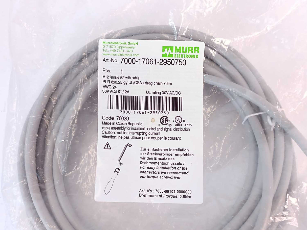 MURR Elektronik 7000-17061-2950750 M12 female 90° A-cod. with cable