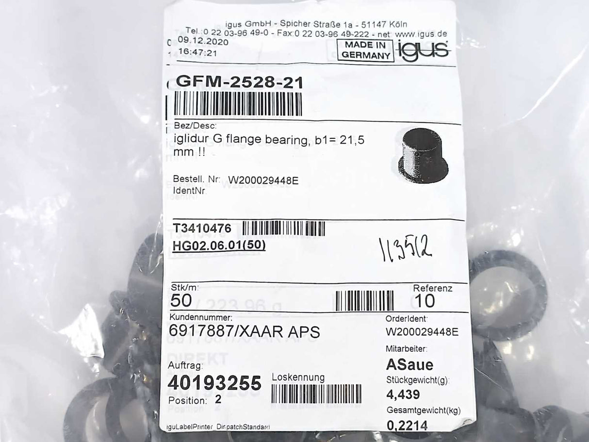 Igus GFM-2528-21 iglidur® G, flange bearing, mm 50 Pcs