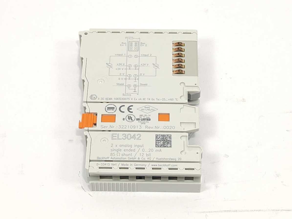 Beckhoff EL3042 EtherCAT Terminal. 2 Channel Analog Input