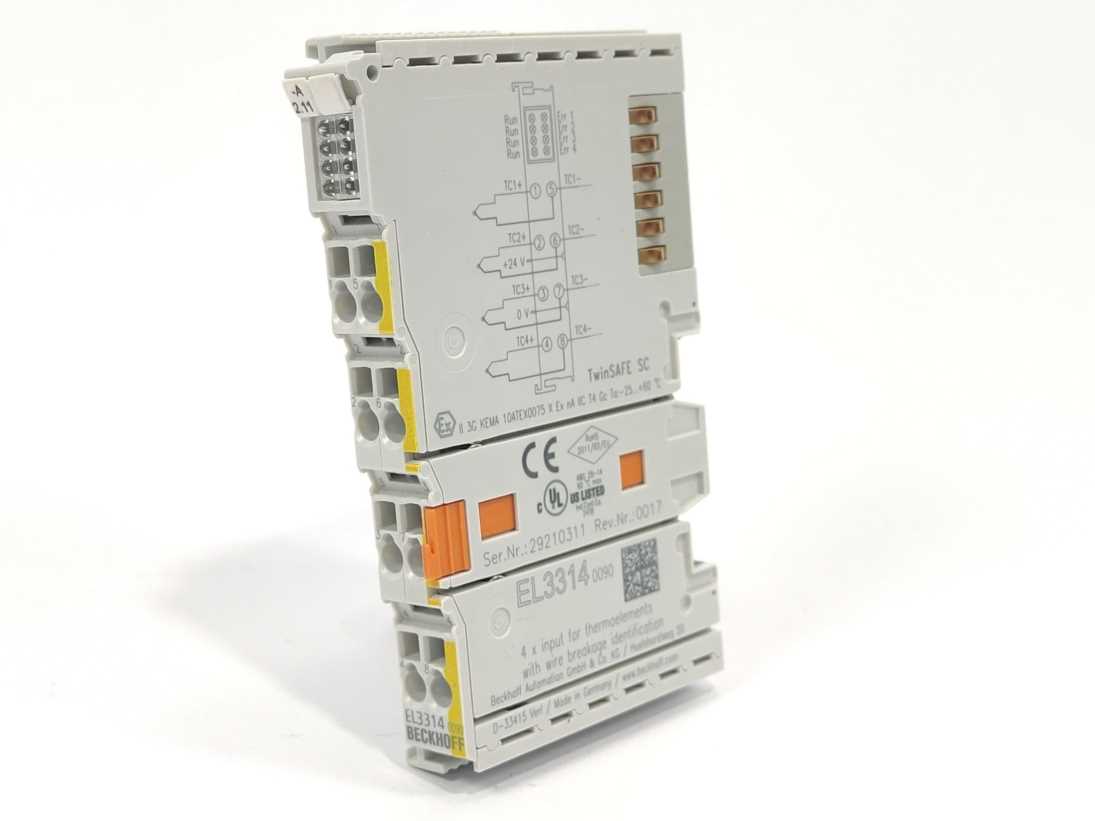 Beckhoff EL3314-0090 EtherCAT Terminal. 4-Channel Analog Input. TwinSAFE SC