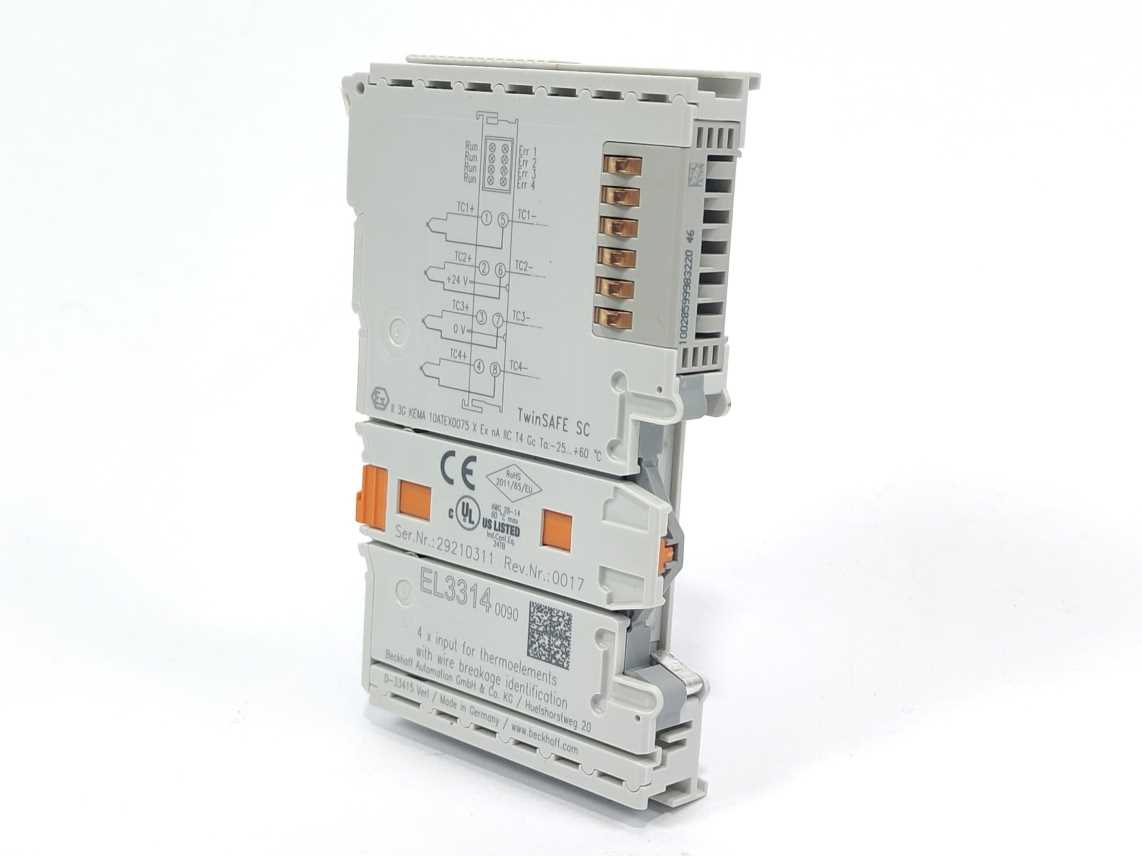 Beckhoff EL3314-0090 EtherCAT Terminal. 4-Channel Analog Input. TwinSAFE SC