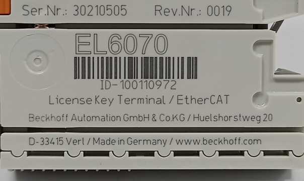 Beckhoff EL6070 Licence Key Terminal