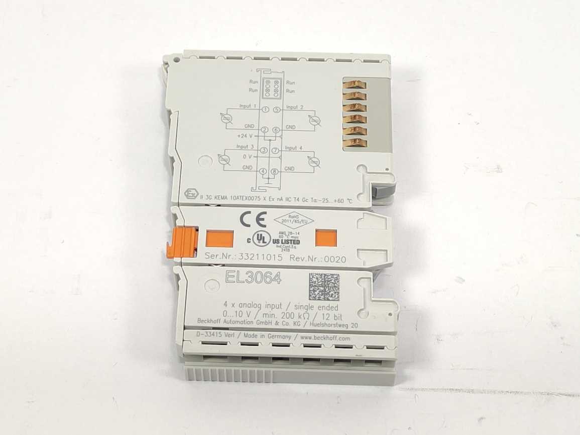Beckhoff EL3064 EtherCAT Terminal. 4-Channel Analog Input