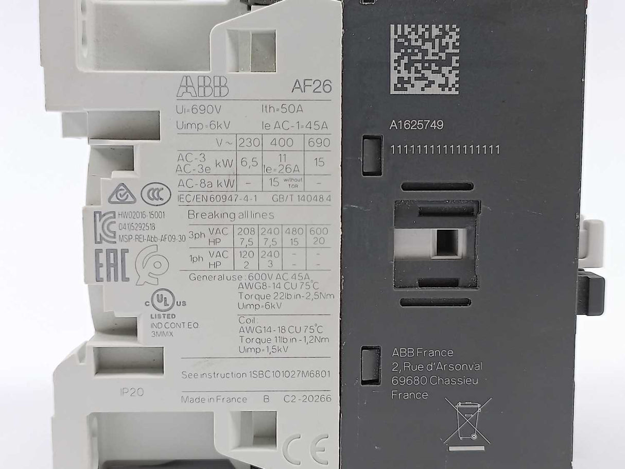 ABB 1SBL237001R1100 AF26-30-00-11 24-60V50/60HZ 20-60VDC Contactor