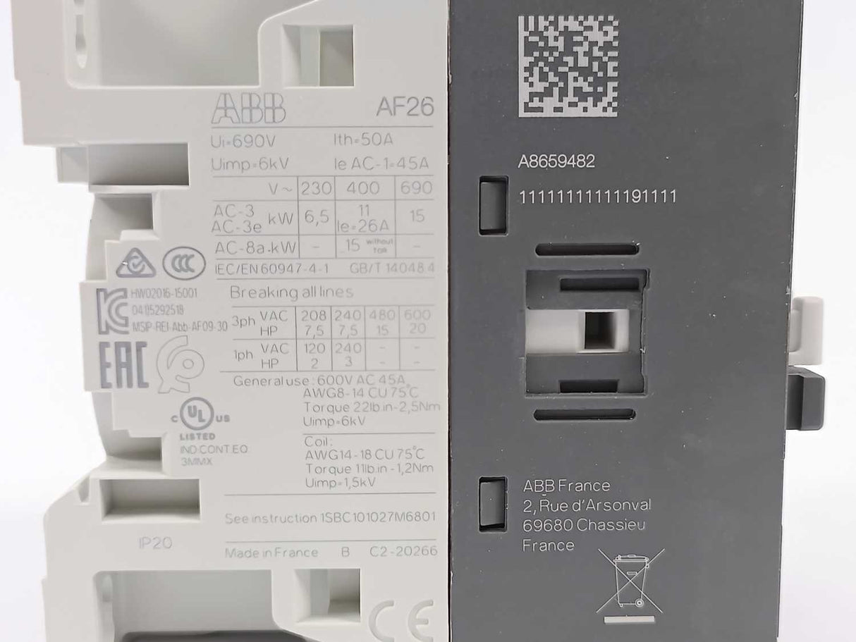 ABB 1SBL237001R1100 AF26-30-00-11 24-60V50/60HZ 20-60VDC Contactor