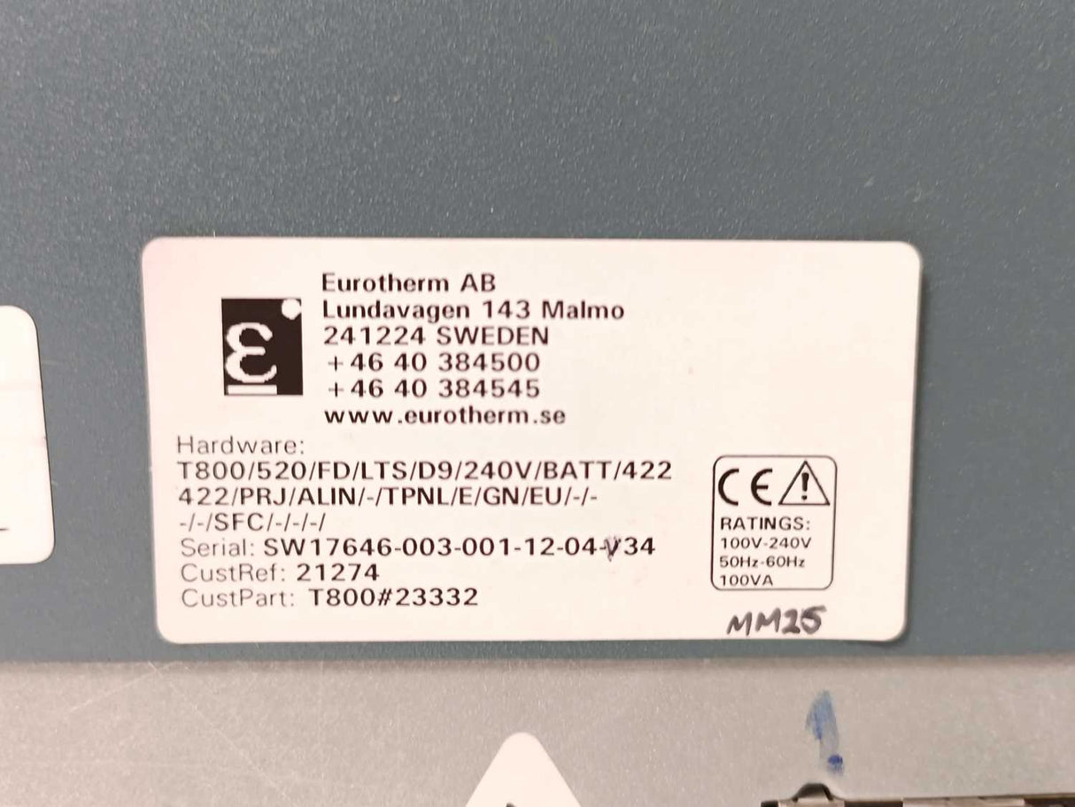 Eurotherm T800/520/FD/LTS/D9/240V/BATT/422/422/ Visual Supervisor, T800