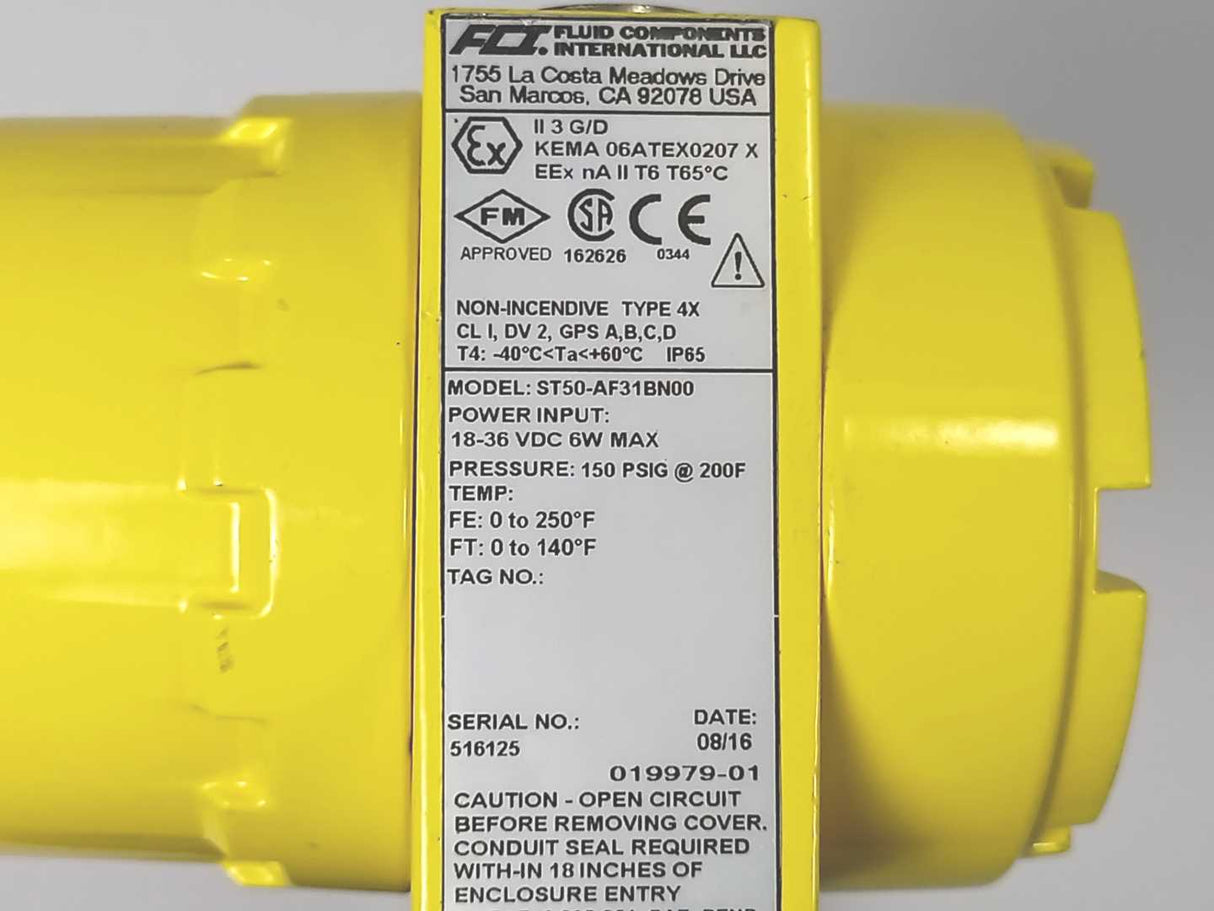 FCI ST50-AF31BN00 Flow Meter 18-36VDC 6W