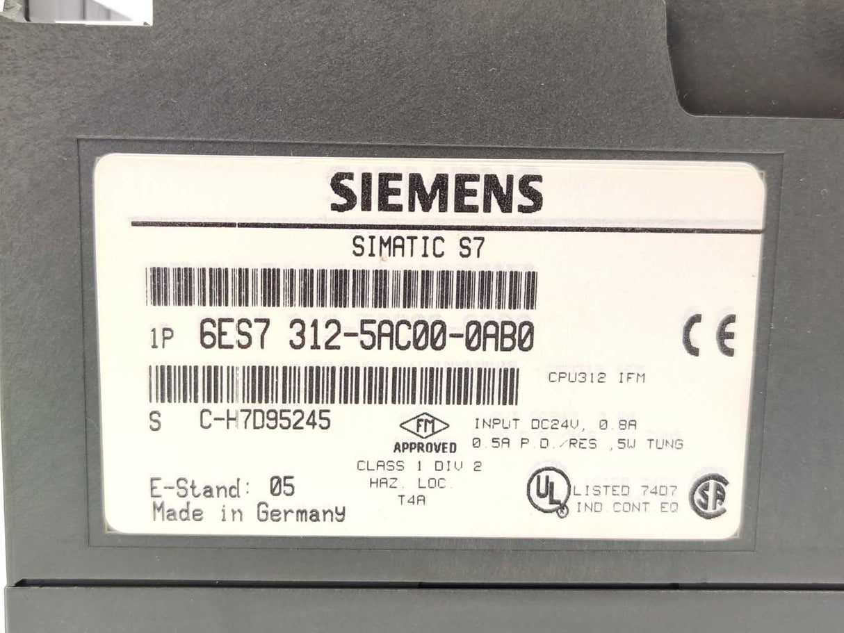 Siemens 6ES7312-5AC00-0AB0 SIMATIC S7 CPU312 IFM
