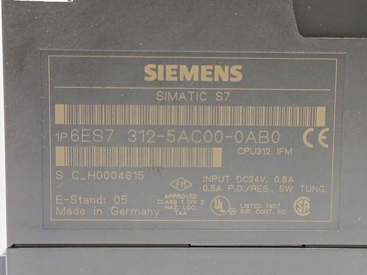 Siemens 6ES7312-5AC00-0AB0 SIMATIC S7 CPU312 IFM