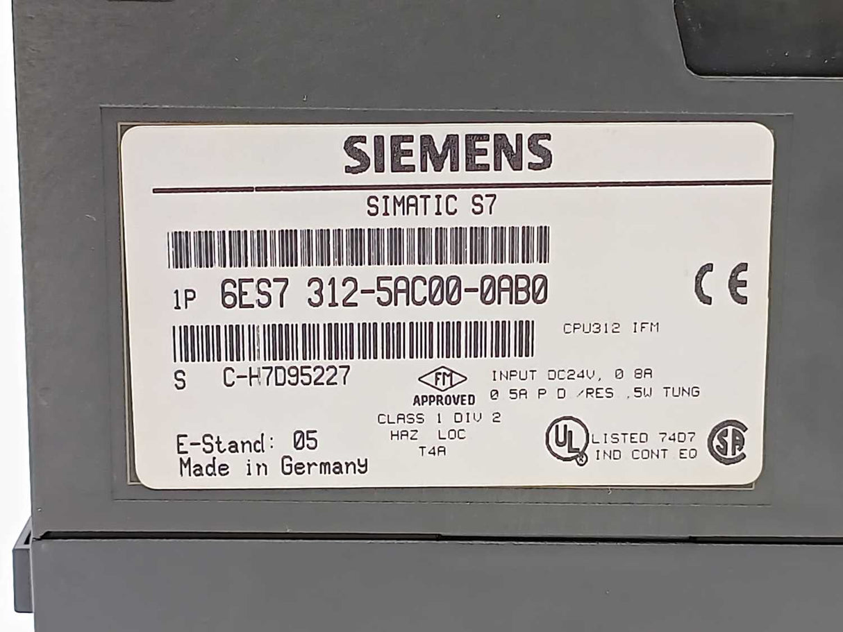 Siemens 6ES7312-5AC00-0AB0 SIMATIC S7 CPU312 IFM