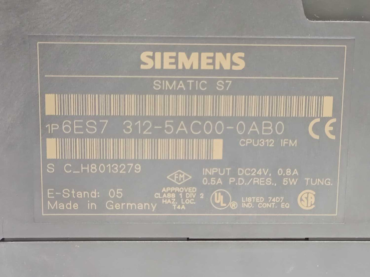 Siemens 6ES7312-5AC00-0AB0 SIMATIC S7 CPU312 IFM