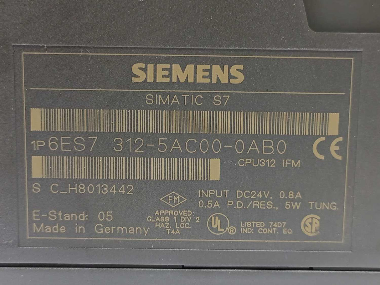 Siemens 6ES7312-5AC00-0AB0 SIMATIC S7 CPU312 IFM