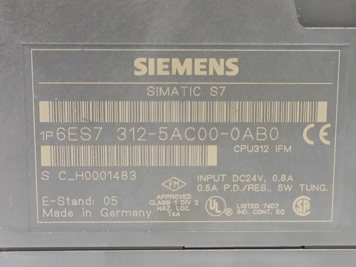 Siemens 6ES7312-5AC00-0AB0 SIMATIC S7 CPU312 IFM
