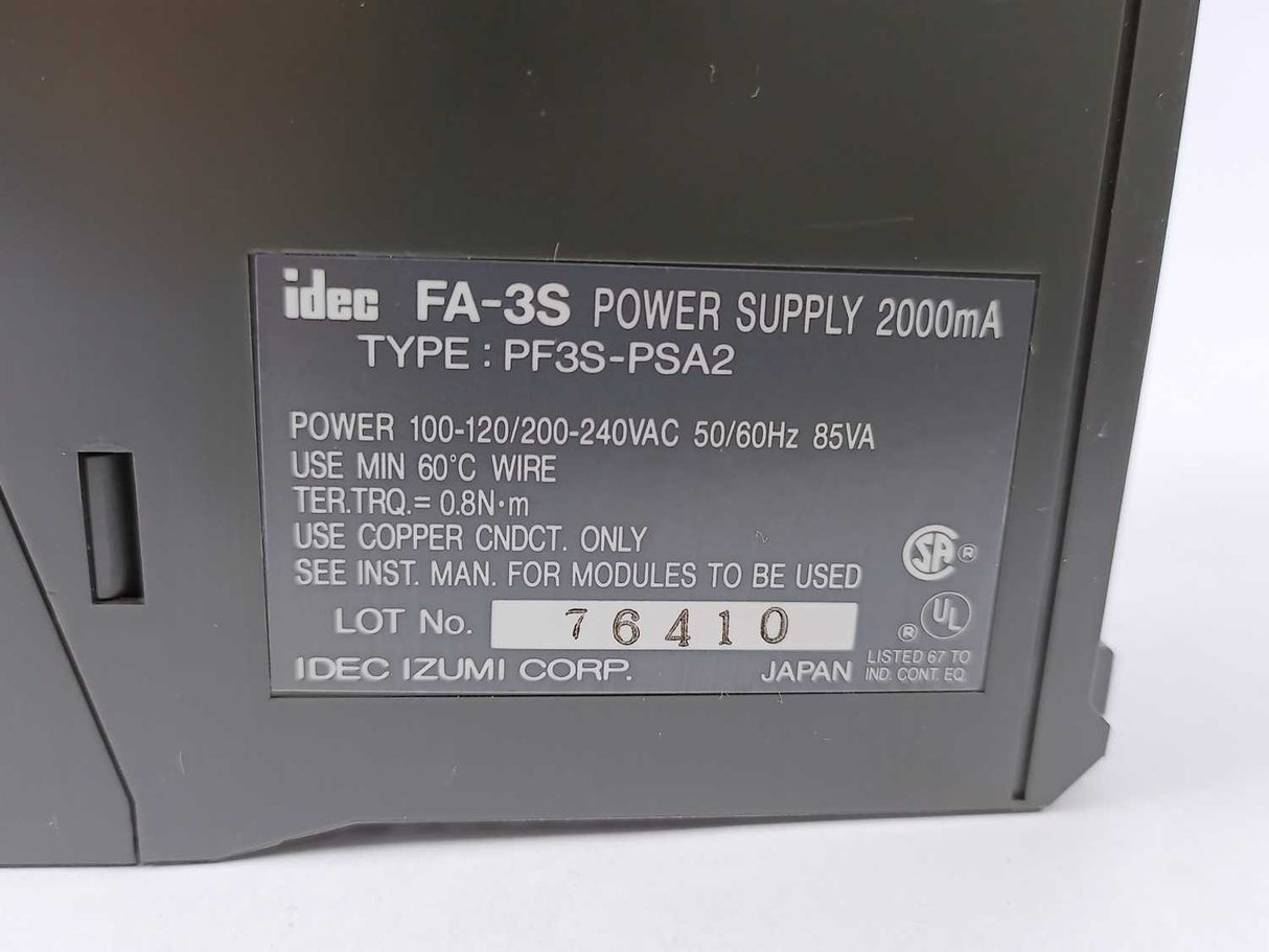Idec PF3S-PSA2 FA-3S Power Supply Module