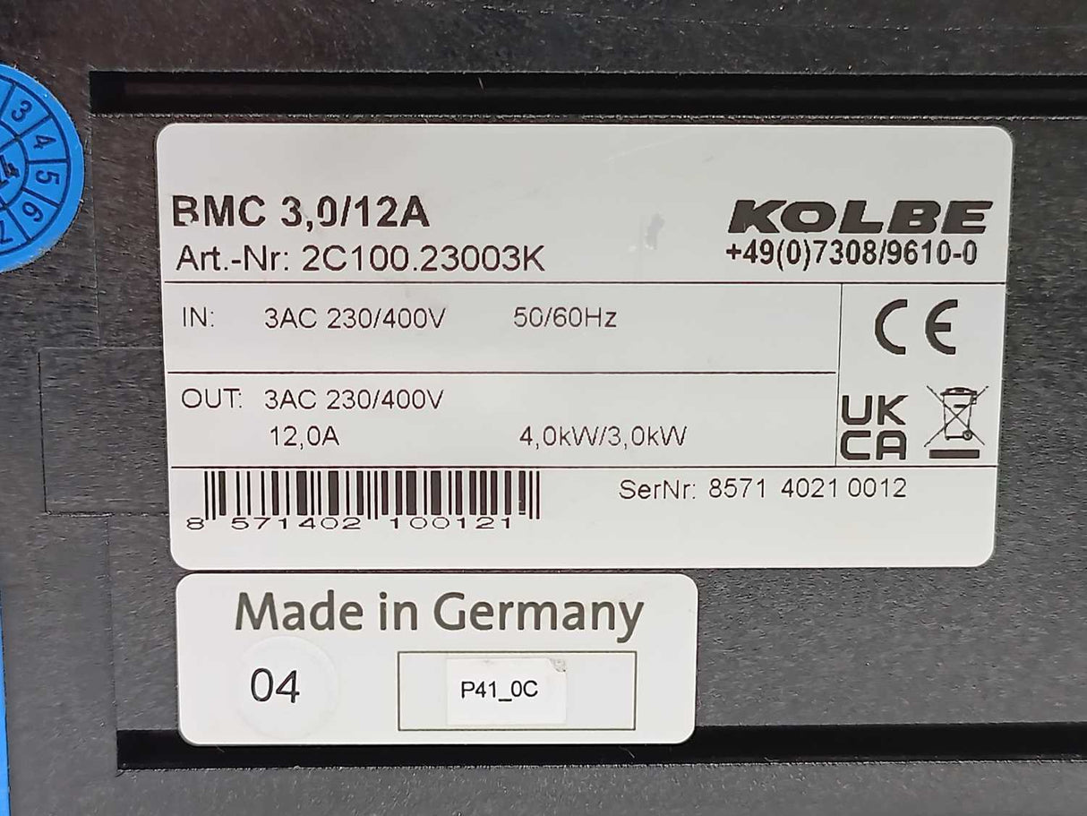 Kolbe Foodtec 2C100.23003K Brake Motor Control BMC 3,0/12A