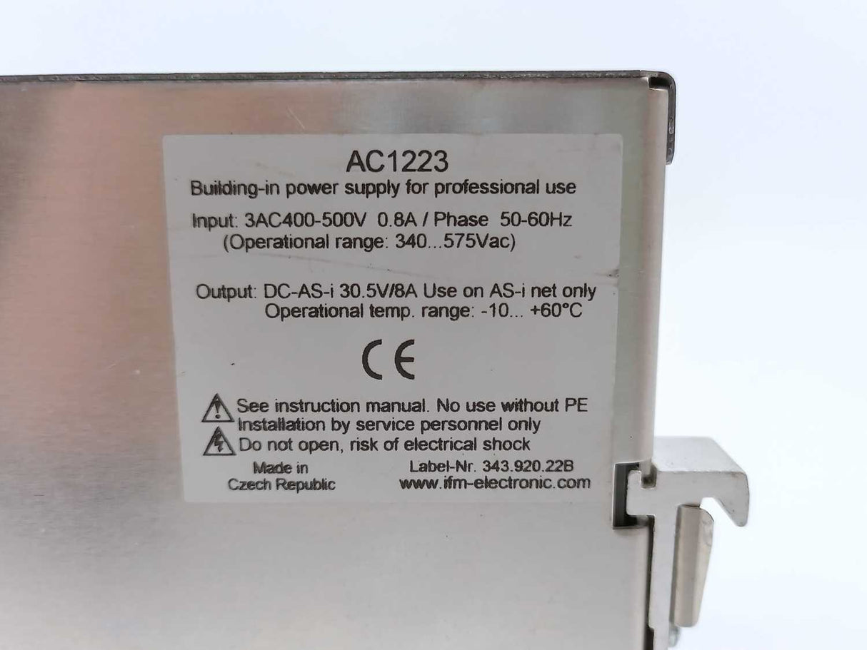 Ifm Electronic AC1223 Power Supply, input 400-500VAC, output AS-i 30.5VDC 8A