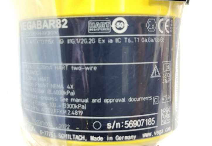 Vega VEGABAR82 Pressure transmitter with ceramic measuring cell 0....60Bar