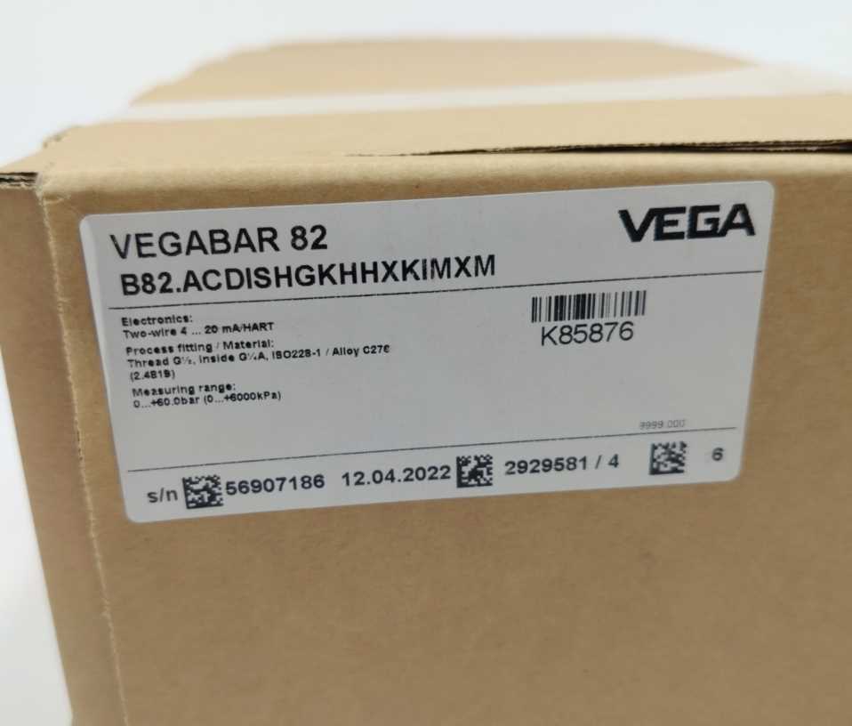 Vega VEGABAR82 Pressure transmitter with ceramic measuring cell 0....60Bar