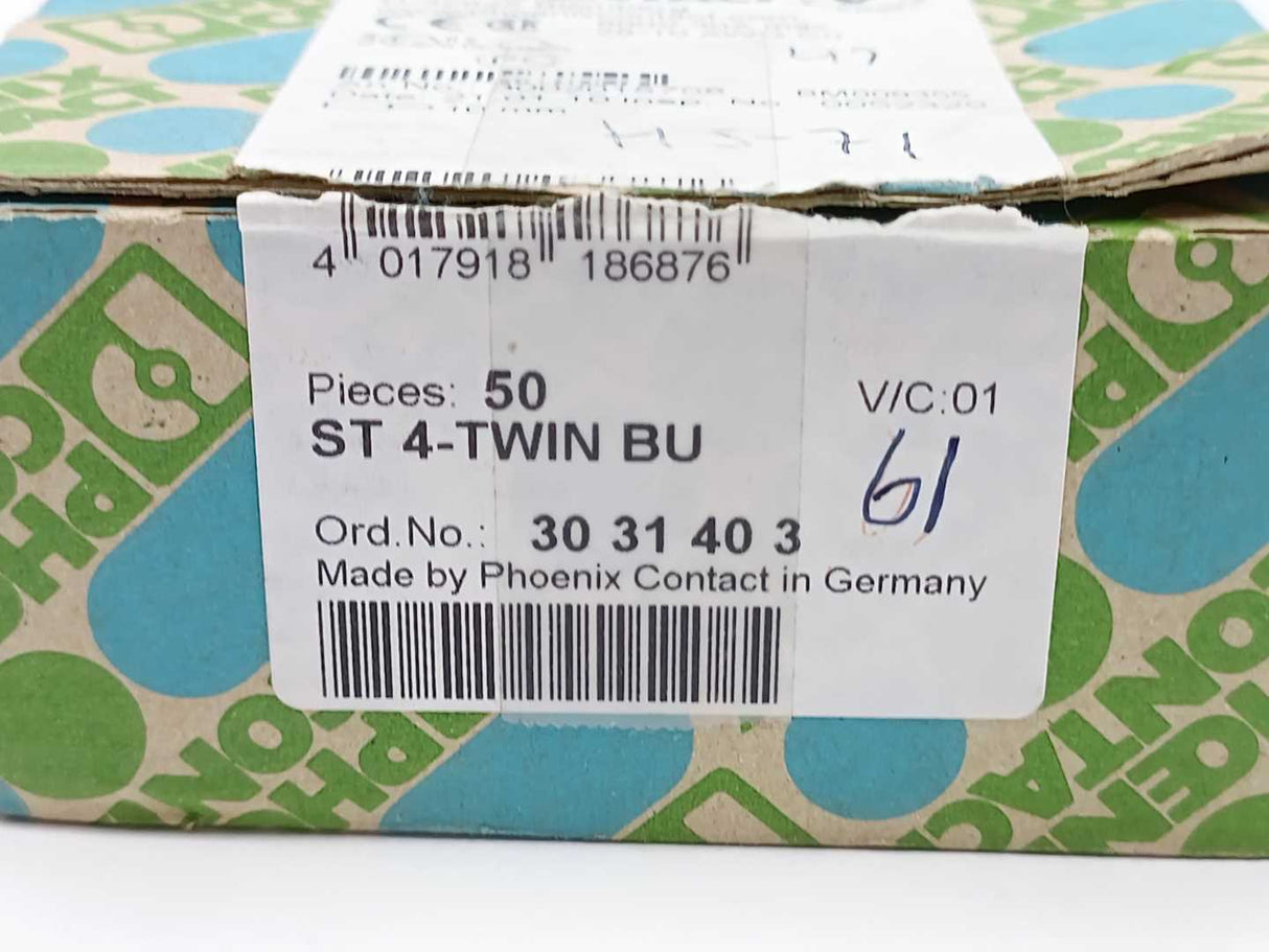 Phoenix Contact 3031403 ST 4-TWIN BU - Feed-Through Terminal Block 50 pcs.