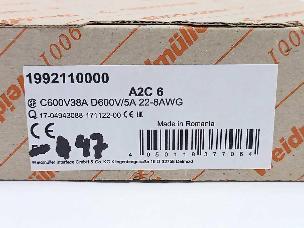 Weidmüller 1992110000 A2C 6 Terminal Blocks - 47 Pieces