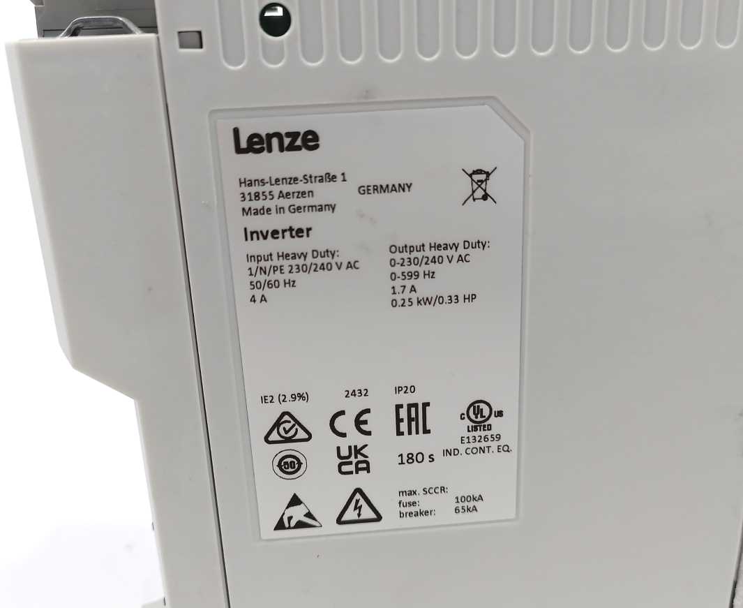 LENZE I55AE125B1AV10003S i550 0.25 kW 230/240 V AC Frequency Inverter