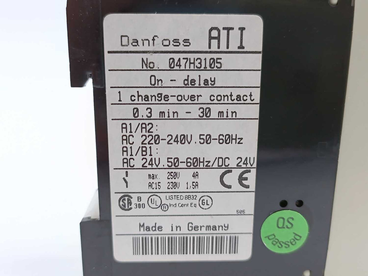 Danfoss 047H3105 Electronic On-Delay Timer ATI, 0.3-30min 24V AC-DC