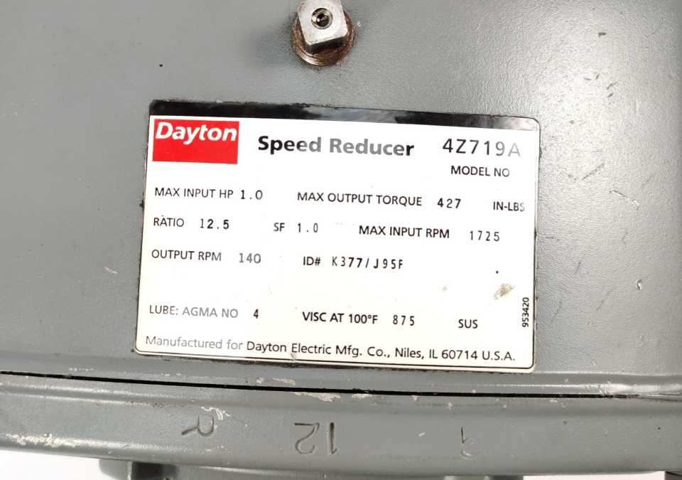 Dayton Electric 4Z719A Speed Reducer