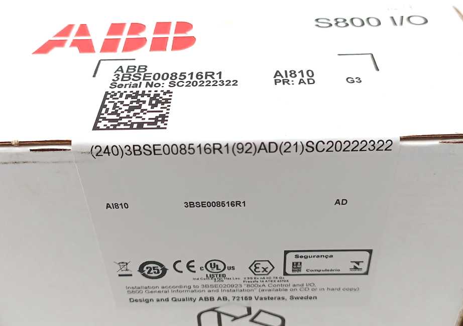 ABB 3BSE008516R1 AI810 Analog Input 8 ch
