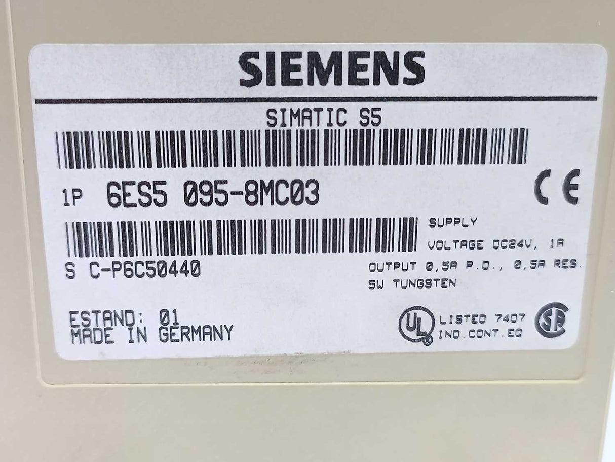 Siemens 6ES5095-8MC03 SIMATIC S5, Compact unit S5-95U w. 6ES5 375-0LC11