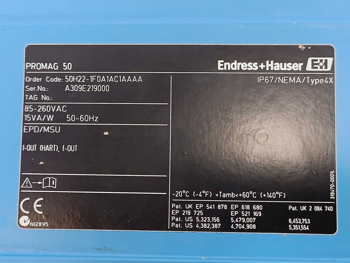 Endress+Hauser 50H22-1F0A1AC1AAAA PROMAG 50H Flowmeter