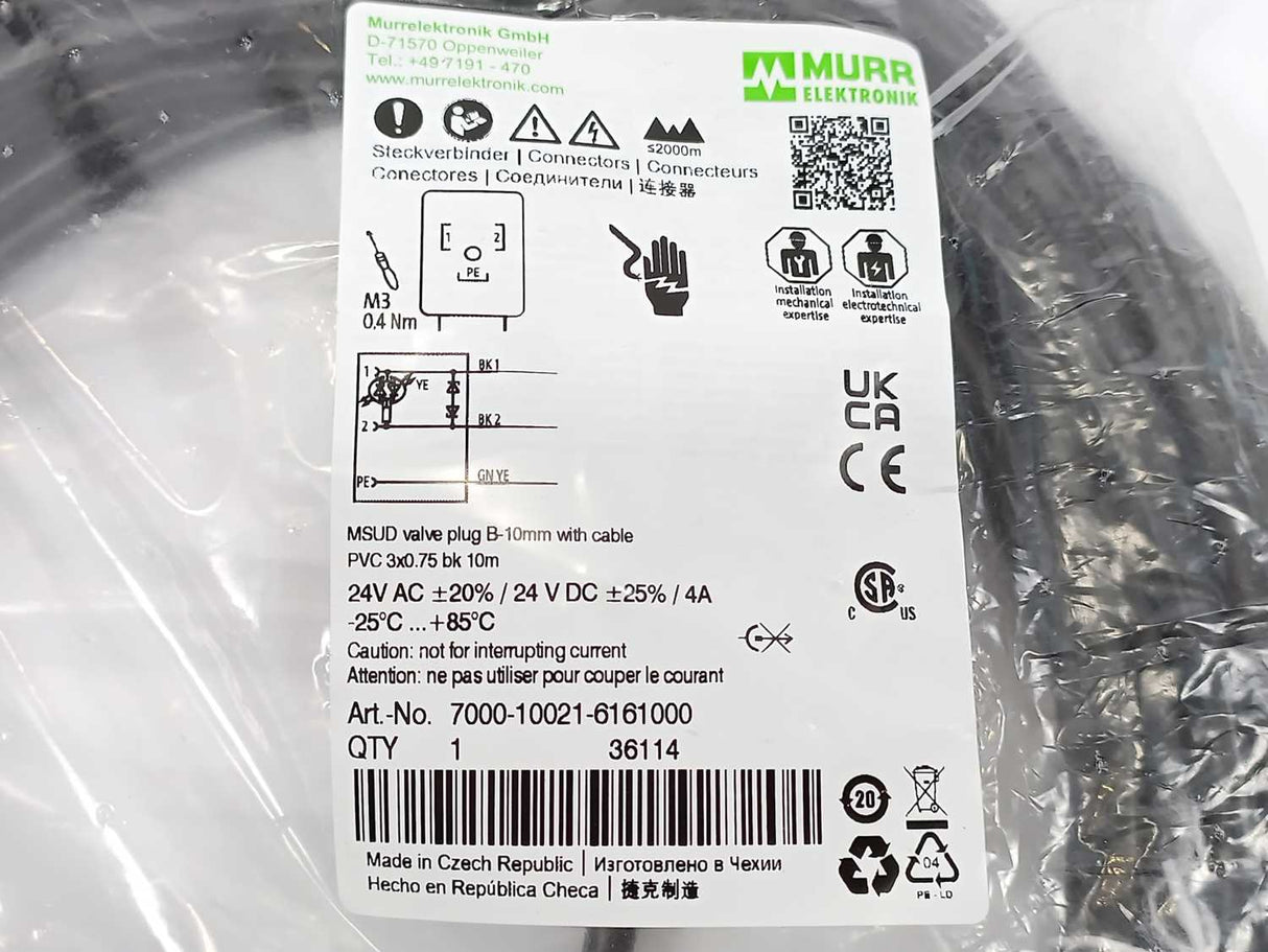 MURR Elektronik 7000-10021-6161000 MSUD Valve plug B-10mm w/ Cable