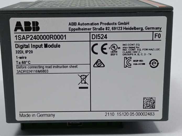 ABB 1SAP240000R0001 DI524 S500 Digital Input Module
