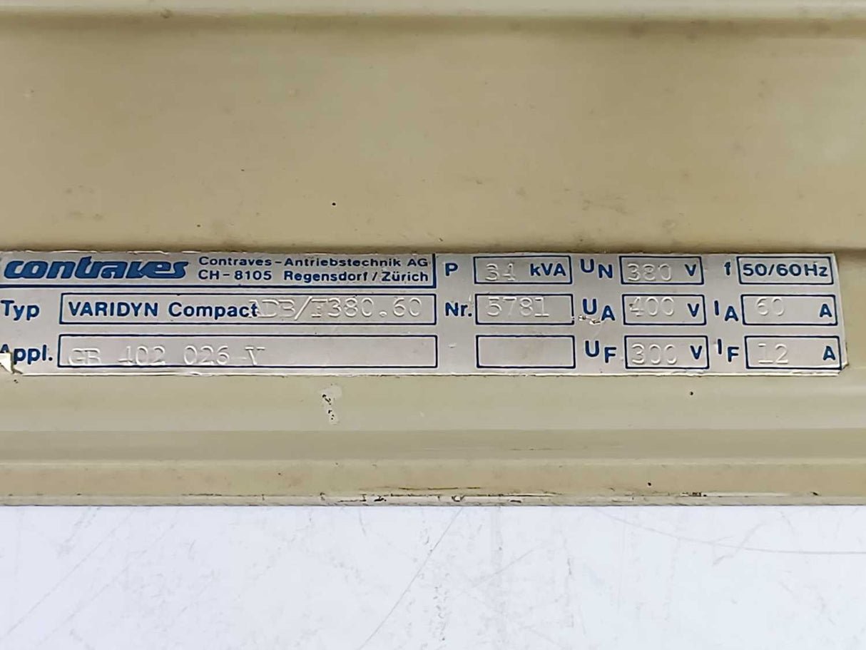 Contraves GB 402 026 V ADB/F380.60 VARIDYN Compact Frequency Inverter