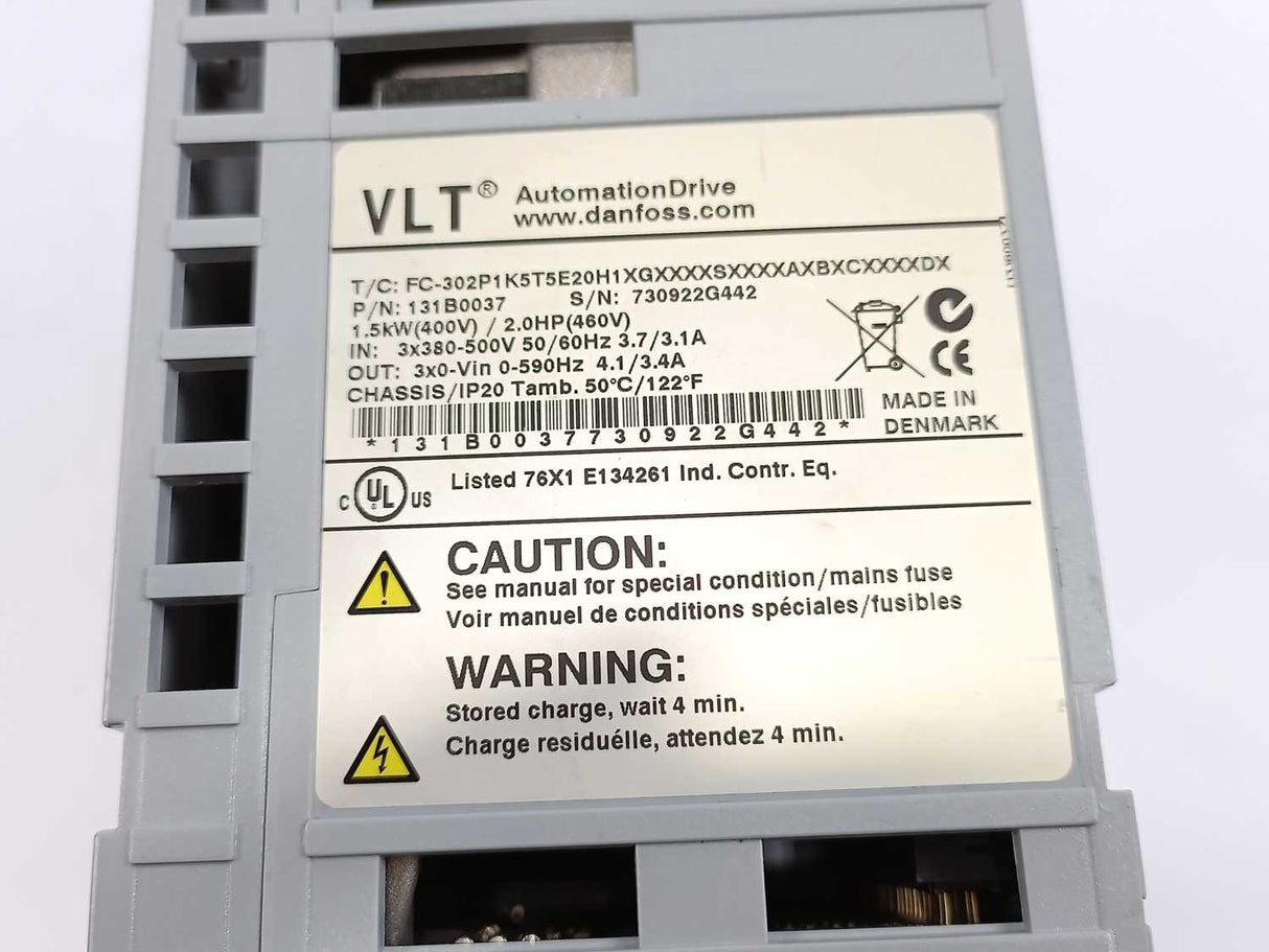 Danfoss FC-302P1K5T5E20H1XGXXXXSXXXXAXBXCXXXXDX 131B0037 VLT® AutomationDrive