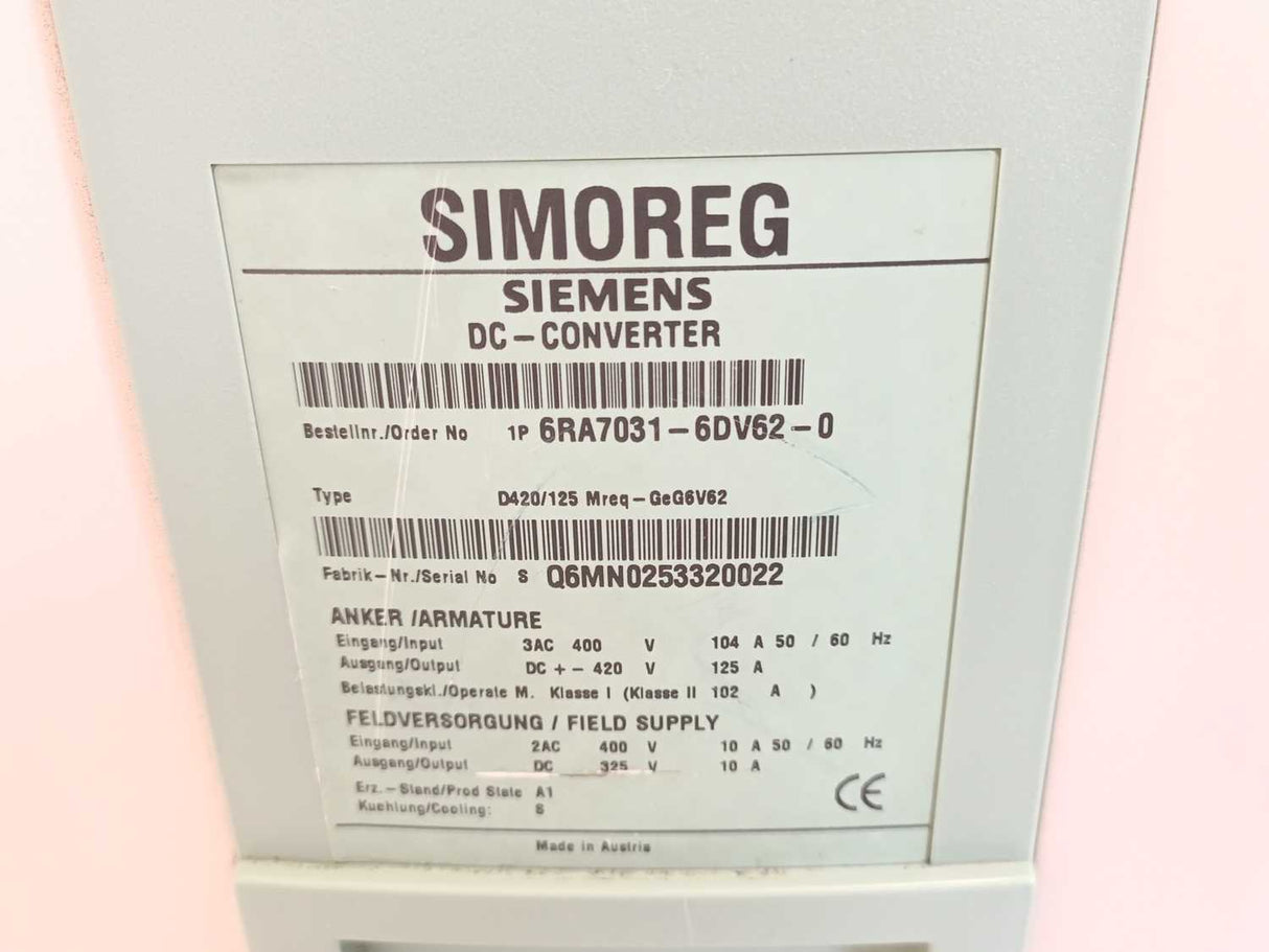 Siemens 6RA7031-6DV62-0 SIMOREG DC-Converter