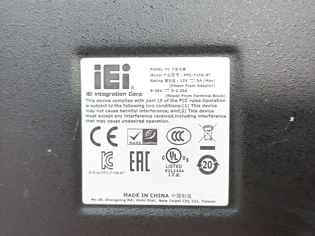 iEi PPC-F15B-BTi-J1/2G/R-R23 Panel PC