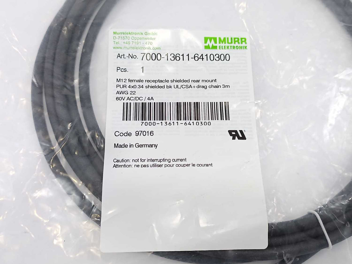 MURR Elektronik 7000-13611-6410300 M12 female recept. A-cod. shielded rear