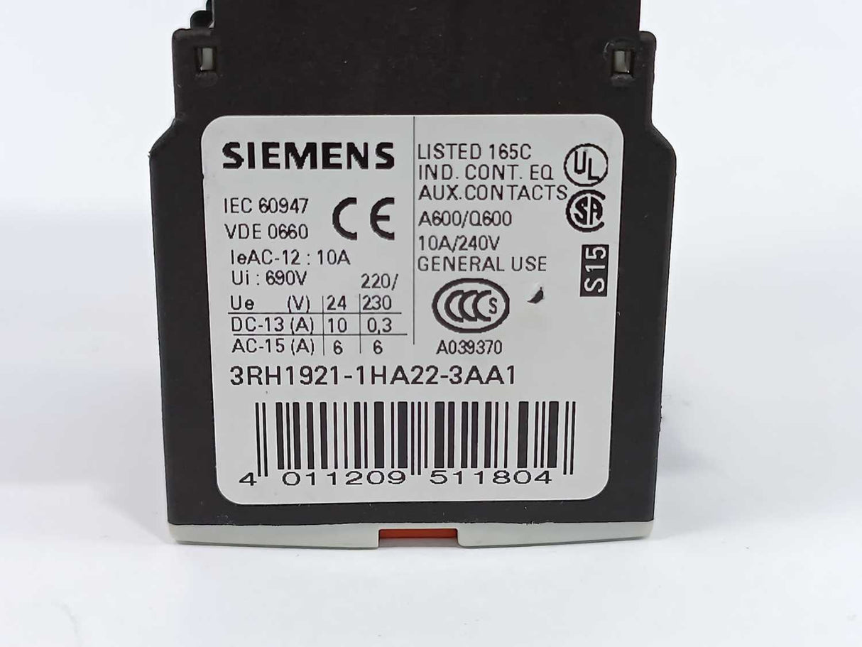 Siemens 3RT1025-1BB44-3MA0 Power Contactor 17A, 7,5kW/400V