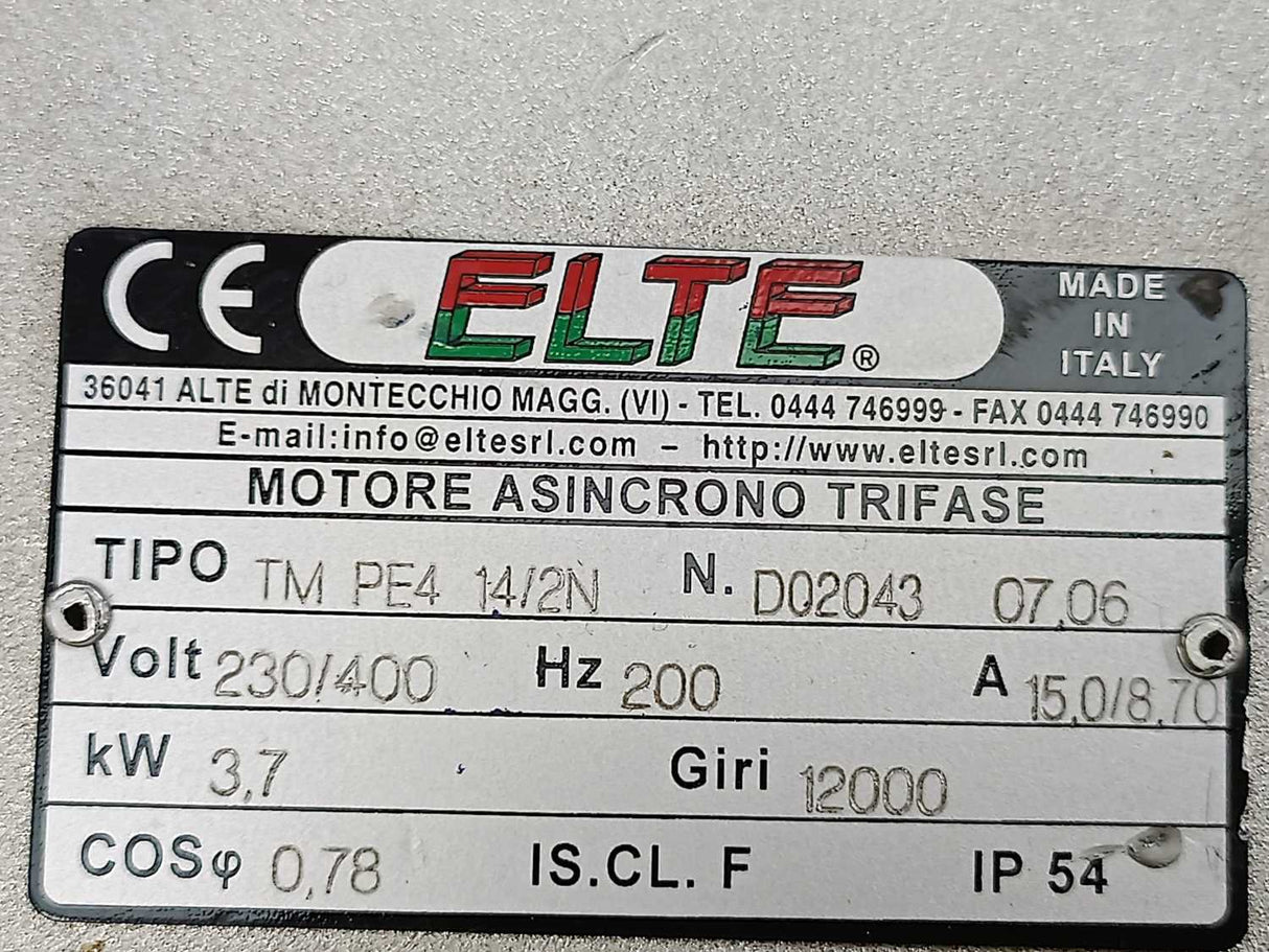 ELTE TMPE4 14/2N 3,7kW Asynchronous 3-Phase Motor 230/400V 200Hz