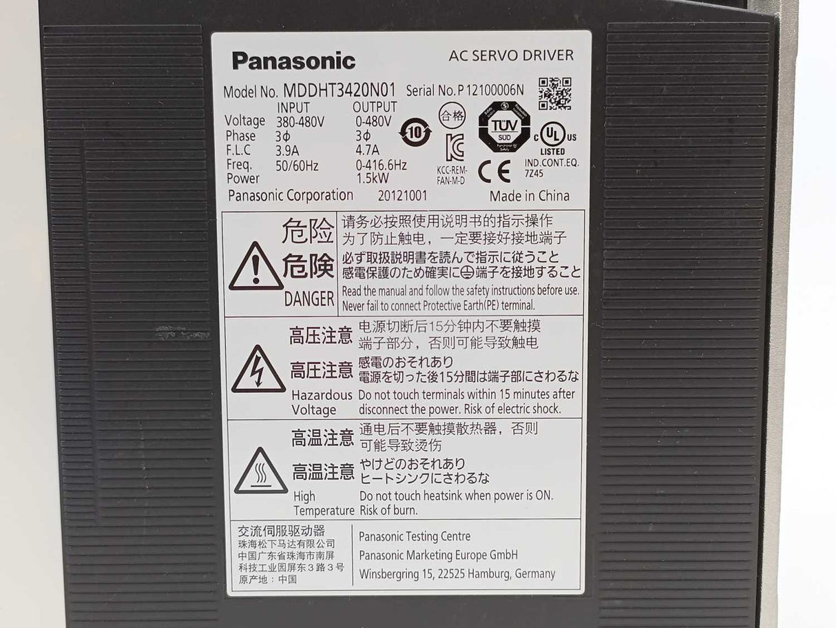 Panasonic  MDDHT3420N01 AC Servo Driver