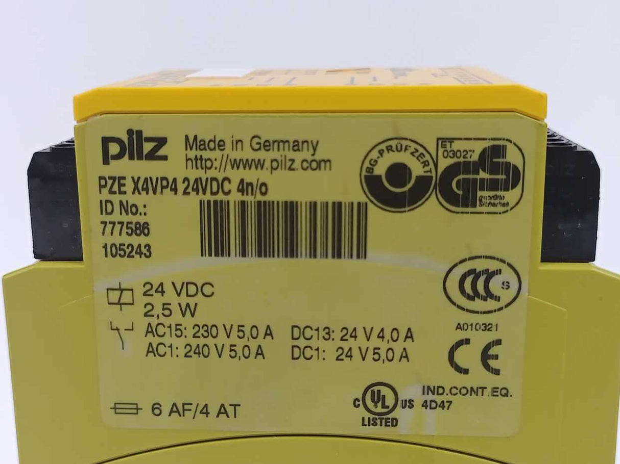 Pilz 777586 PZE X4VP4 24VDC 4n/o Safety Relay