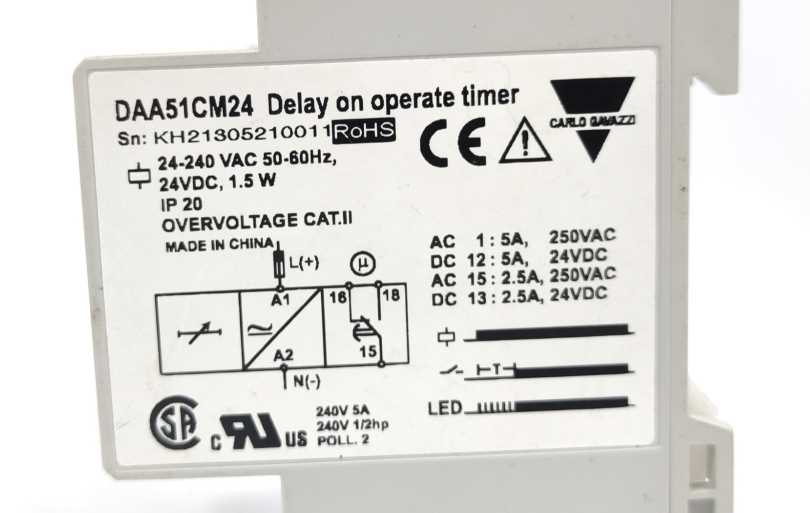 Carlo Gavazzi DAA51CM24 Timer Relay 24-240VAC