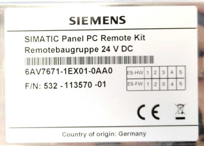 Siemens 6AV7671-1EX01-0AA0 SIMATIC Panel PC Remote Kit,Screen P/N : A5E00326002