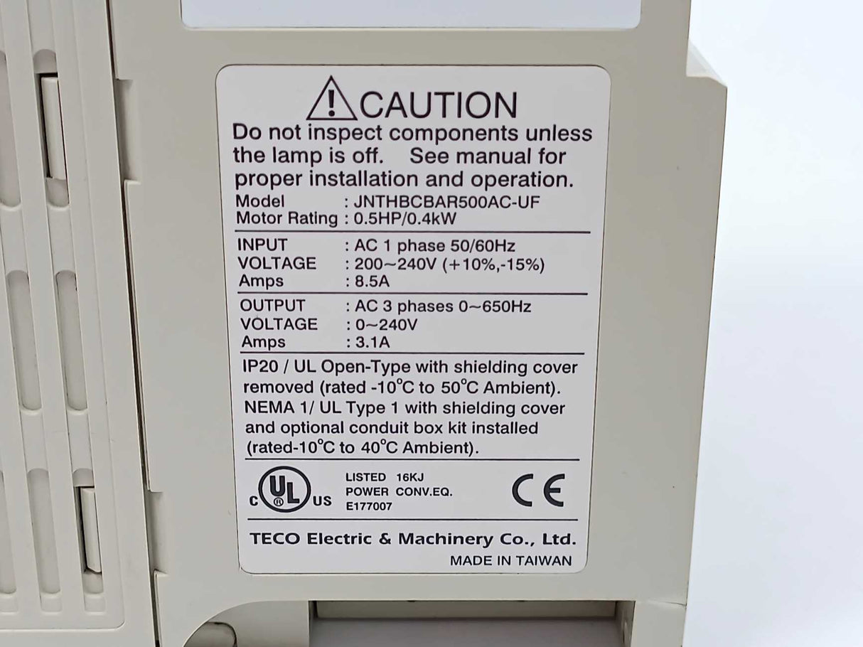 Teco Electric & Machinery JNTHBCBAR500AC-UF Inverter 7300CV 0,4kW
