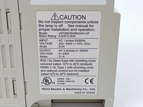 Teco Electric & Machinery JNTHBCBAR500AC-UF Inverter 7300CV 0,4kW