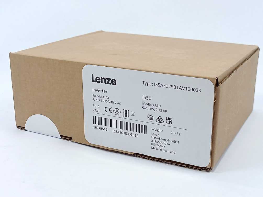 LENZE I55AE125B1AV10003S i550 0.25 kW 230/240 V AC Frequency Inverter